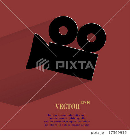Video-camera. Flat modern web button with long sha 17569956