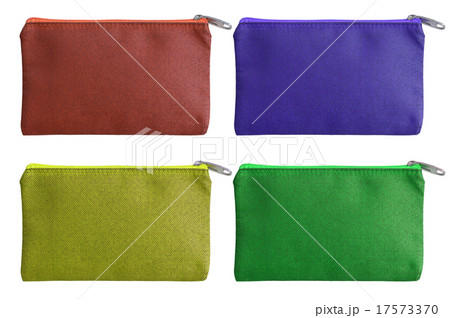 colorful fabric bag with zipper isolated on white 17573370