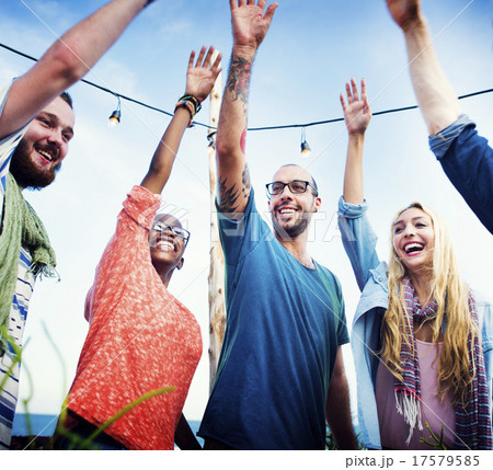 Beach Party Dinner Friendship Happiness Summer Concept 17579585