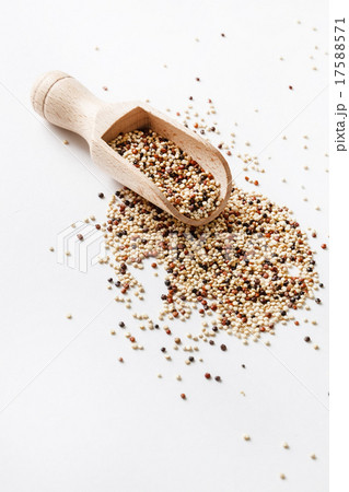 quinoa seed grain in a wooden bowl scoop 17588571