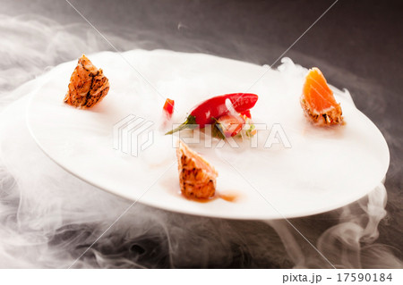 Liquid nitrogen treated salmon and chili pepper 17590184