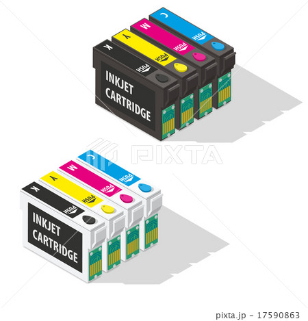 Ink jet cartridges isometric icon Ink jet cartridges isometric icon 17590863