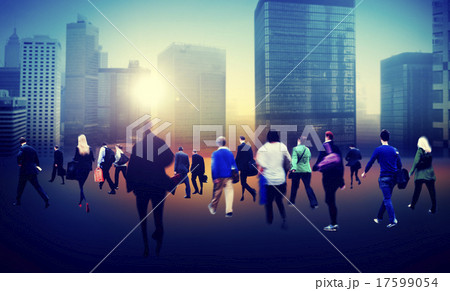 Commuter Business District Walking Crowd Cityscape Concept 17599054