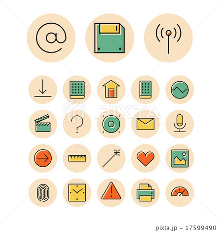 Thin line icons for user inteface and technology 17599490