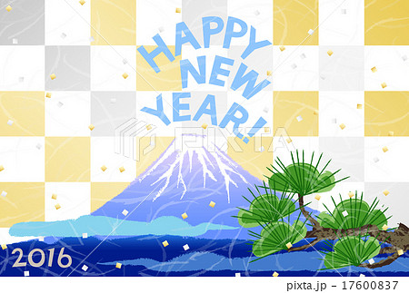 富士山 金銀 市松 2016年賀状 富士山 金銀 市松 2016年賀状 17600837