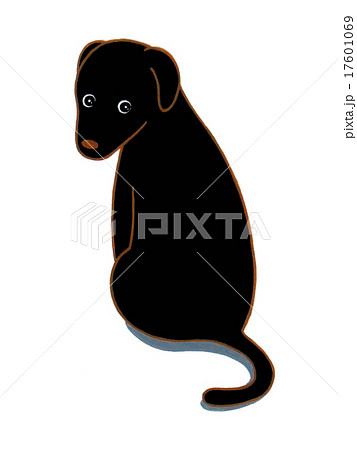 振り向く黒い犬のイラスト素材 17601069 Pixta