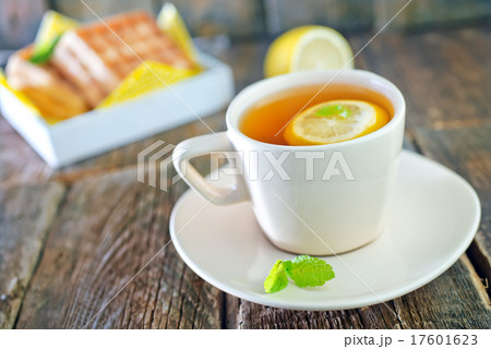 tea with lemon and waffle tea with lemon and waffle 17601623