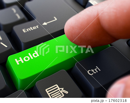 Finger Presses Green Keyboard Button Hold. 17602318