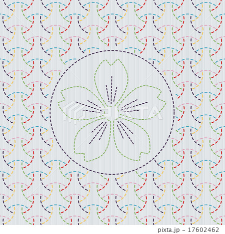 Sashiko with sakura flower. 17602462