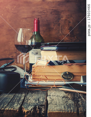 Memories in Man Accessories on Wooden Table 17603466