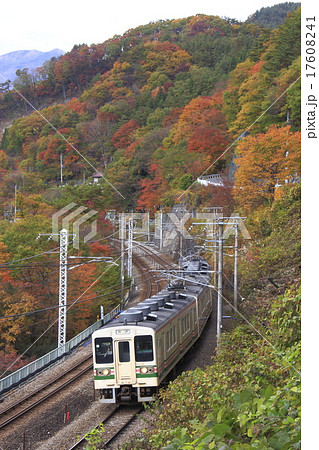 諏訪峡を行く上越線107系電車 17608241