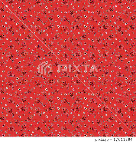 ペイズリー柄 バンダナ模様イラスト繰り返しシームレスパターン 背景 壁紙素材 赤のイラスト素材 17611294 Pixta