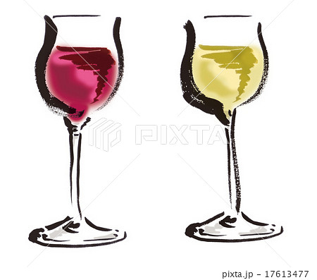 グラスワイン 赤 白のイラスト素材 17613477 Pixta