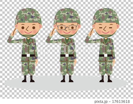 自衛隊和軍人致敬（2或3人） 17613618