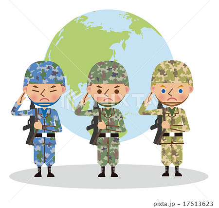 多国籍な軍人のイメージ 東アジア 日本 アメリカ のイラスト素材