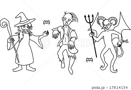 モンスター塗り絵（魔女、ゾンビ、悪魔） 17614154
