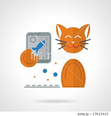 Flat color vector icon for cat with phone. 17615415
