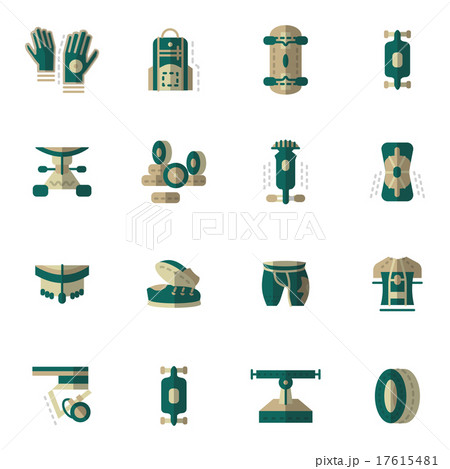 Flat simple vector icons for longboarding 17615481