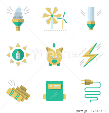 Flat simple vector icons for saving energy 17615486