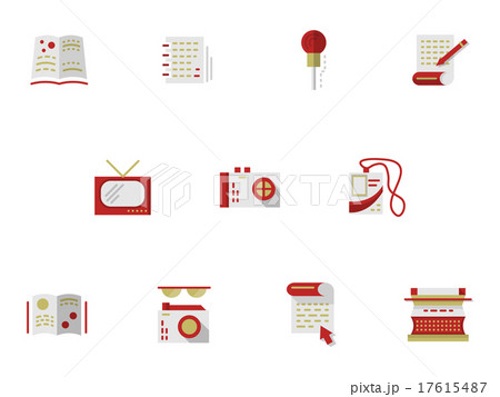 Flat simple vector icons for media publishing. 17615487