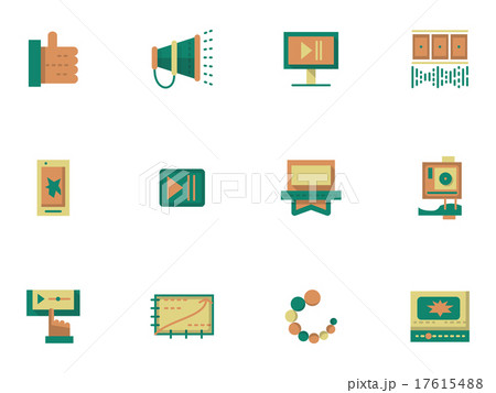 Flat simple vector icons for video blogging 17615488