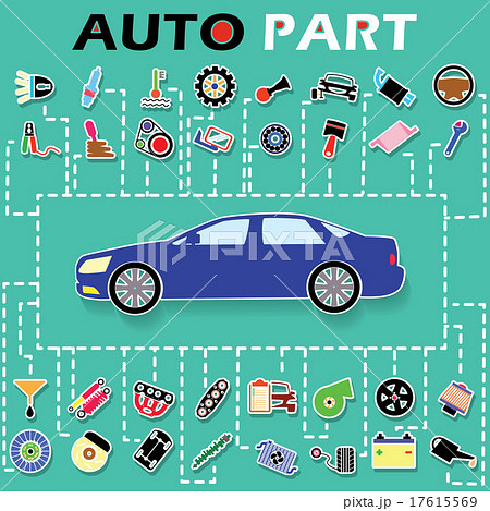 Cars and car parts sticker info graphic Cars and car parts sticker info graphic 17615569