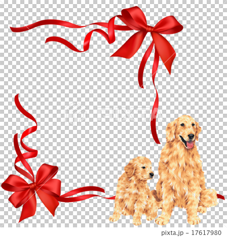 Dog and ribbon frame - Stock Illustration [17617980] - PIXTA