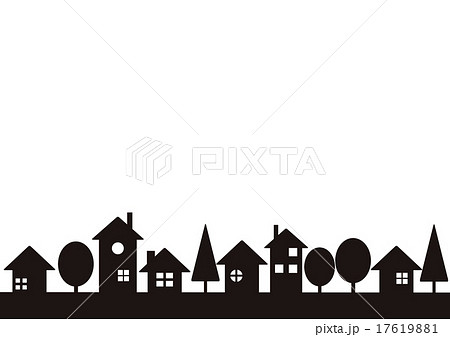 モノクロのシルエットな町並みのイラスト素材 17619881 Pixta