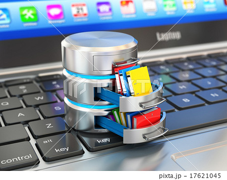 Database storage concept. Hard disk with folders Database storage concept. Hard disk with folders 17621045