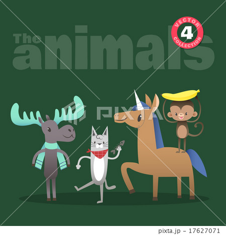 animals cartoon including moose cat horse monkey animals cartoon including moose cat horse monkey 17627071