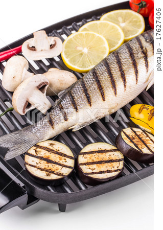 Grilled fish with vegetables. Grilled fish with vegetables. 17627406