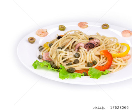 Tasty italian pasta with seafood as haute cuisine. Tasty italian pasta with seafood as haute cuisine. 17628066