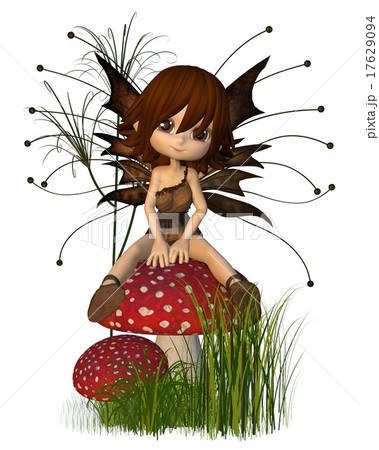 Cute Toon Autumn Fairy and Toadstool 17629094