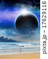 Girl Beach Planet Matte-Painting Sci-fi Illustration 17629116