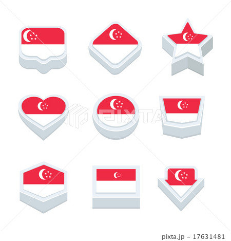 singapore flags icons and button set nine styles 17631481