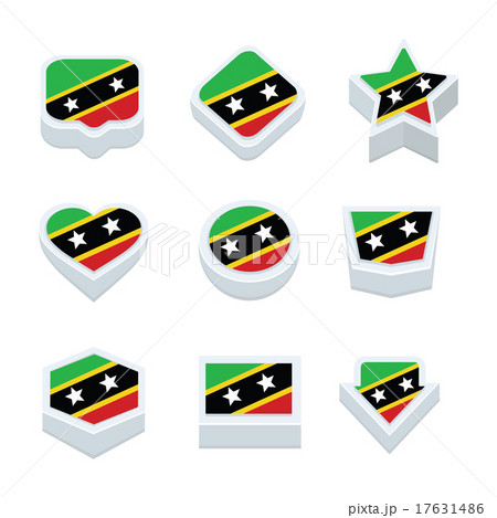 st kitts & nevis flags icons and button set 17631486