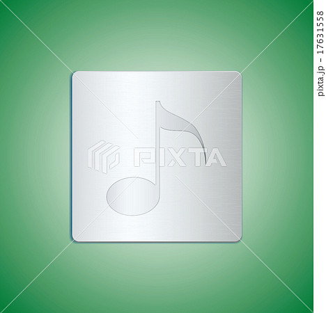 Metal icon of note on green background 17631558