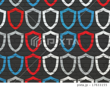 Safety concept: Contoured Shield icons on wall 17633155
