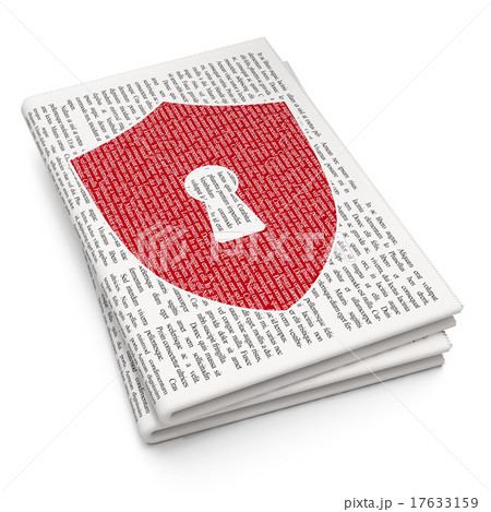Security concept: Shield With Keyhole on Newspaper 17633159