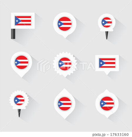 PUERTO RICO  flag and pins for infographic 17633160