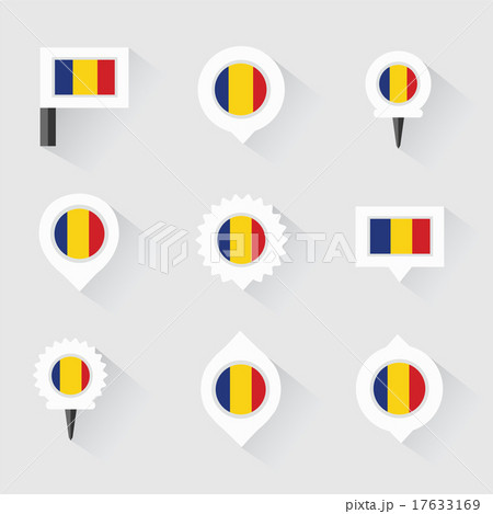 romania flag and pins for infographic romania flag and pins for infographic 17633169