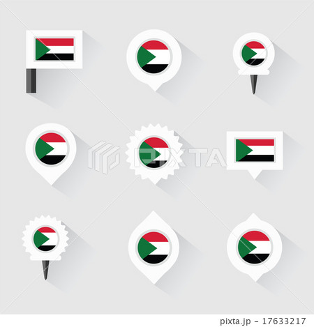 sudan flag and pins for infographic sudan flag and pins for infographic 17633217