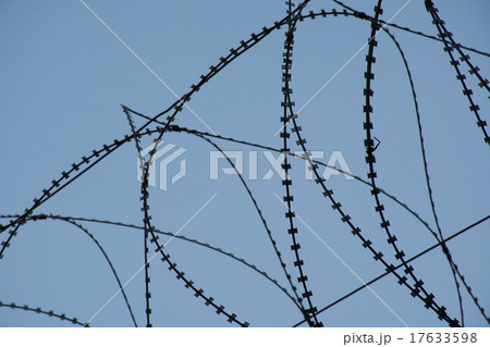 Barbed wire fence and blue sky of hope  17633598