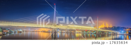 Ataturk bridge, metro bridge at night Istanbul Ataturk bridge, metro bridge at night Istanbul 17635634