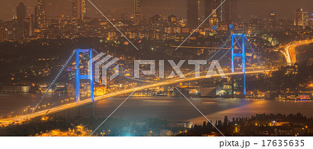View of Bosphorus bridge at night Istanbul 17635635