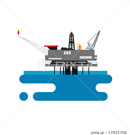 Offshore oil platform in the blue ocean. Flat 17635706