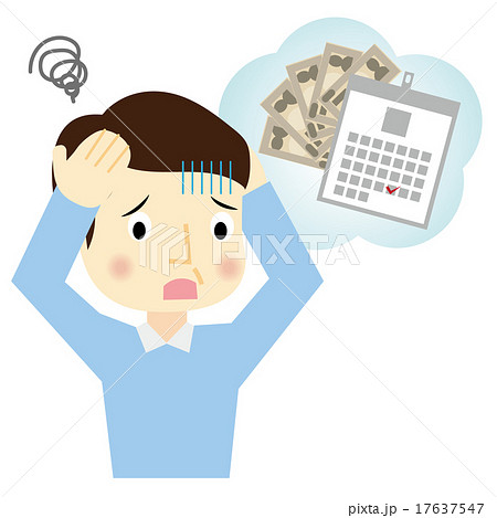 返済日が近づき頭を抱える男性　 17637547