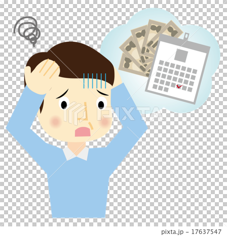 返済日が近づき頭を抱える男性　 17637547