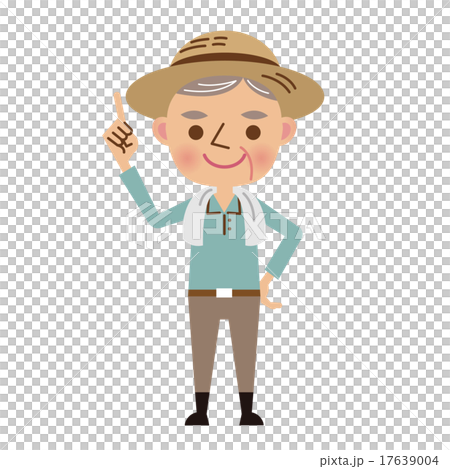 指差しをする年配の農夫 17639004