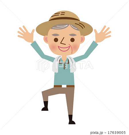 バンザイをする年配の農夫 17639005